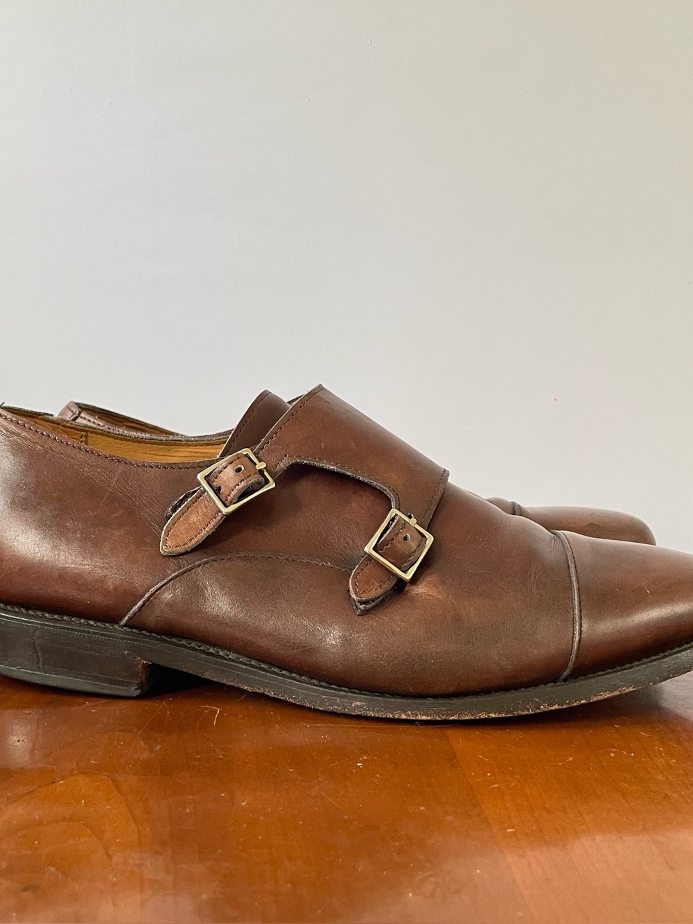 Allen Edmonds Brown Leather Double Monk Strap Dress Shoes | US 9.5